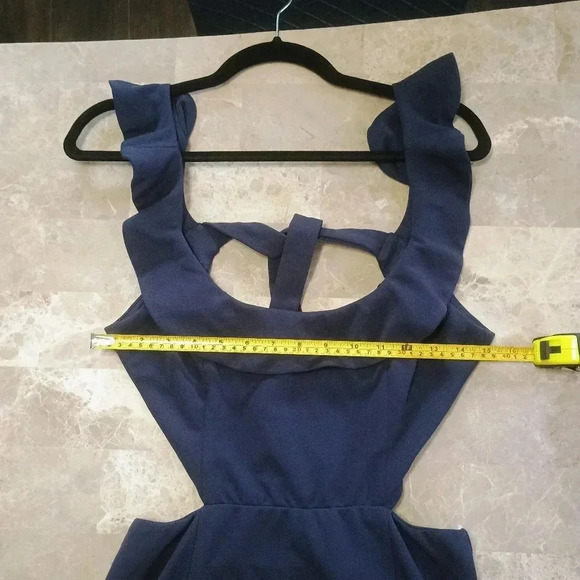 Lulus Sweetest Entrance Navy Blue Ruffled Tie-Back Maxi Dress/Large NWOT - Picture 6 of 16